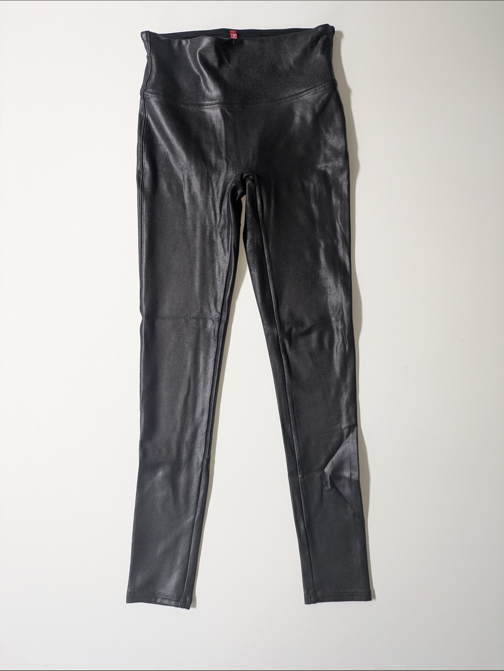 SPANX Black Faux Leather-Look High Waist Leggings Petite Small NWOT